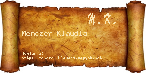 Menczer Klaudia névjegykártya